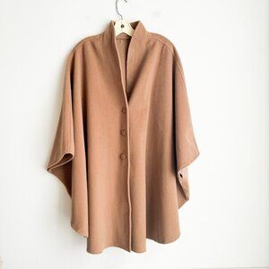 Vintage Elegant Design Wool Cashmere Camel Beige Cape L/XL